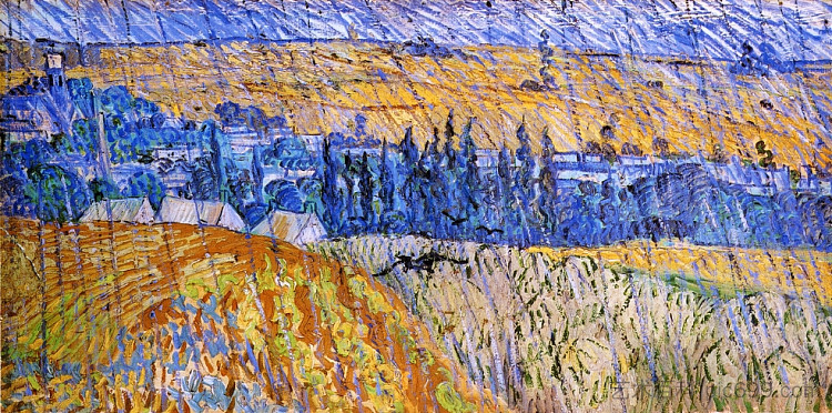 雨中的风景 Landscape in the Rain (1890; Auvers-sur-oise,France ),文森特·梵高