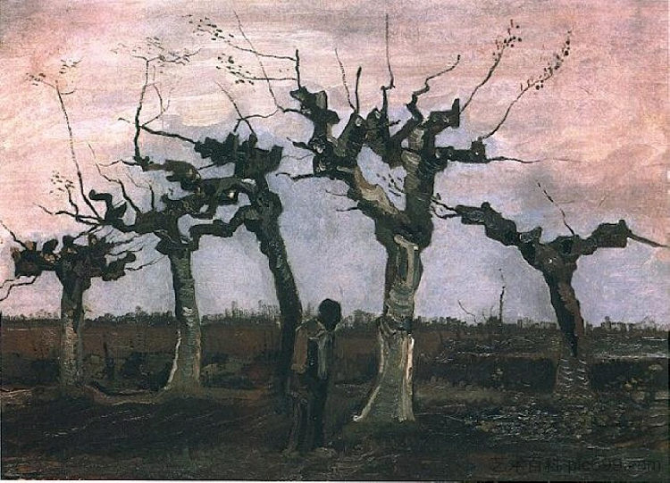 波拉德柳树景观 Landscape with Pollard Willows (1884; Nunen / Nuenen,Netherlands  )，文森特·梵高