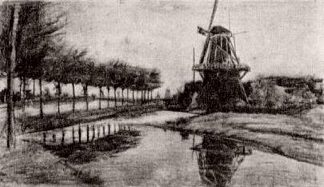 风车景观 Landscape with Windmill (1881; Netherlands                     )，文森特·梵高