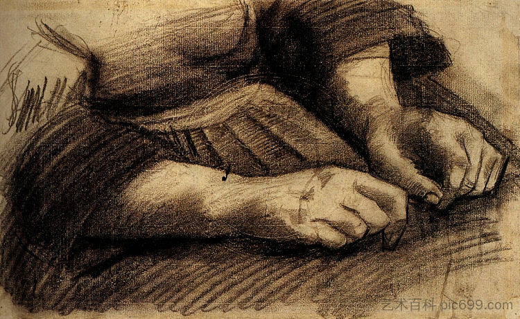 双手搭膝 Lap with Hands (c.1885; Nunen / Nuenen,Netherlands ),文森特·梵高