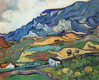 莱斯阿尔皮莱斯，南雷梅附近的山地景观 Les Alpilles, Mountain Landscape near South-Reme (1889; Saint-rémy-de-provence,France                     )，文森特·梵高