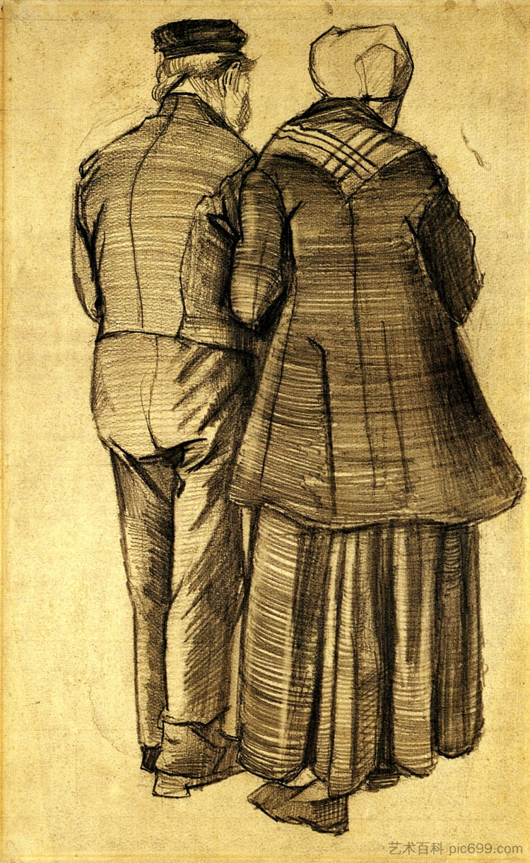 Man and Woman Seen from the Back Man and Woman Seen from the Back (1882; Haag / Den Haag / La Haye / The Hague,Netherlands  )，文森特·梵高