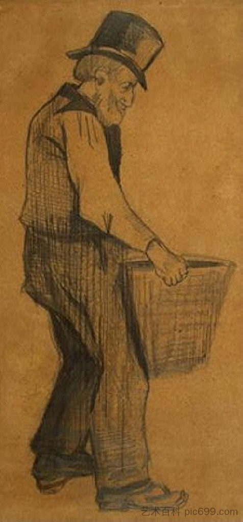 搬运泥炭的人 Man Carrying Peat (1882; Haag / Den Haag / La Haye / The Hague,Netherlands  )，文森特·梵高