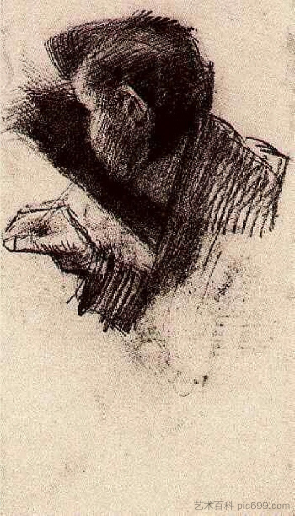 人物、绘画或写作 Man, Drawing or Writing (1886; Paris,France  )，文森特·梵高