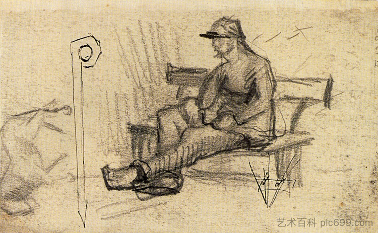 长凳上的男人 Man on a Bench (1886; Paris,France ),文森特·梵高