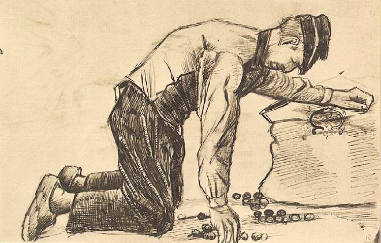 Man Putting Potatoes in a Sack Man Putting Potatoes in a Sack (1881; Netherlands  )，文森特·梵高