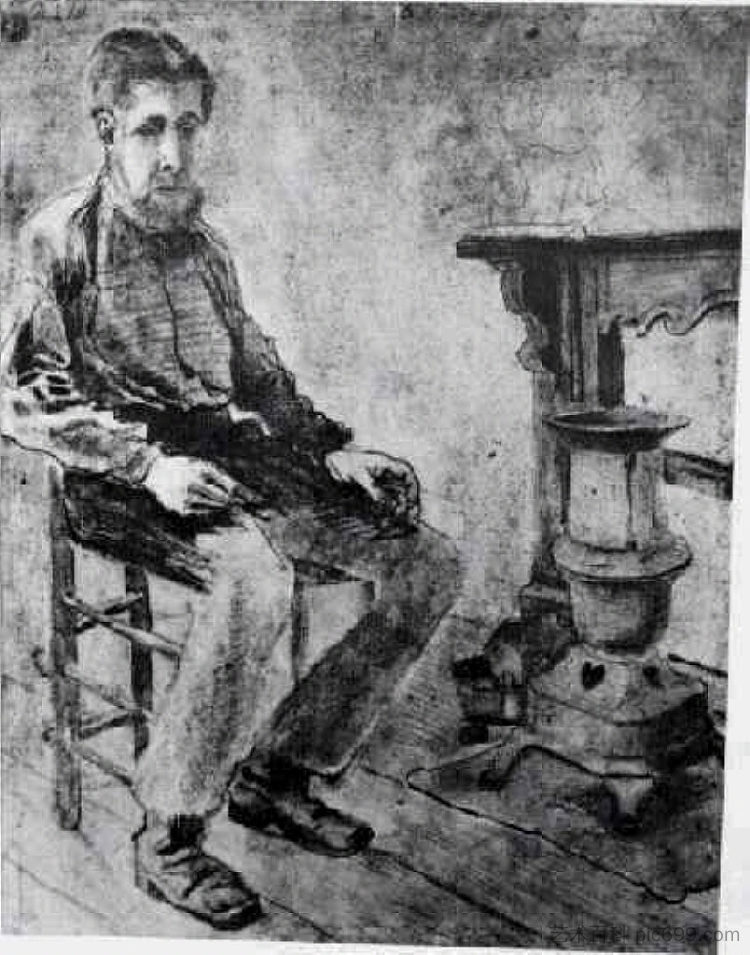 坐在火炉旁的人:穷人 Man Sitting by the Stove The Pauper (1882; Haag / Den Haag / La Haye / The Hague,Netherlands  )，文森特·梵高