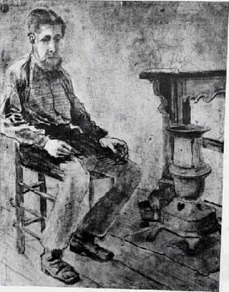 坐在火炉旁的人:穷人 Man Sitting by the Stove The Pauper (1882; Haag / Den Haag / La Haye / The Hague,Netherlands                     )，文森特·梵高