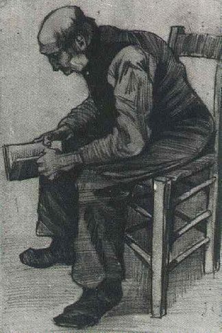 男人，坐着，看书 Man, Sitting, Reading a Book (1882; Haag / Den Haag / La Haye / The Hague,Netherlands                     )，文森特·梵高