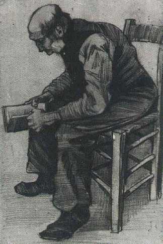 男人，坐着，看书 Man, Sitting, Reading a Book (1882; Haag / Den Haag / La Haye / The Hague,Netherlands                     )，文森特·梵高