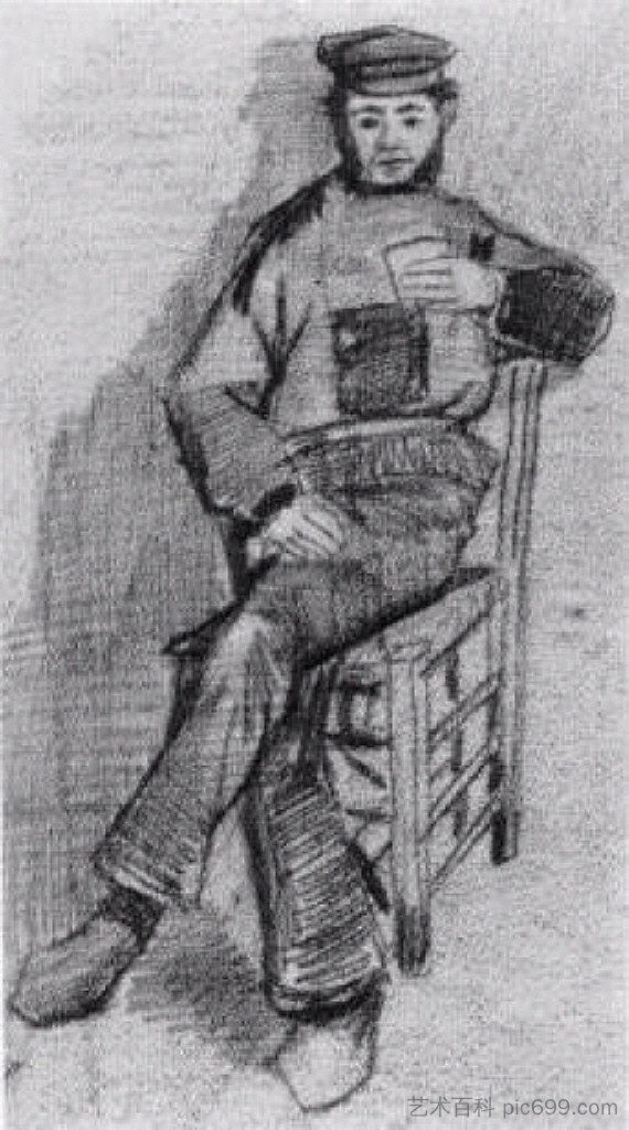 一个手里拿着杯子坐着的人 Man Sitting with a Glass in His Hand (1882; Haag / Den Haag / La Haye / The Hague,Netherlands ),文森特·梵高