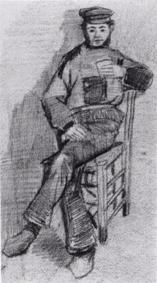 一个手里拿着杯子坐着的人 Man Sitting with a Glass in His Hand (1882; Haag / Den Haag / La Haye / The Hague,Netherlands                     )，文森特·梵高