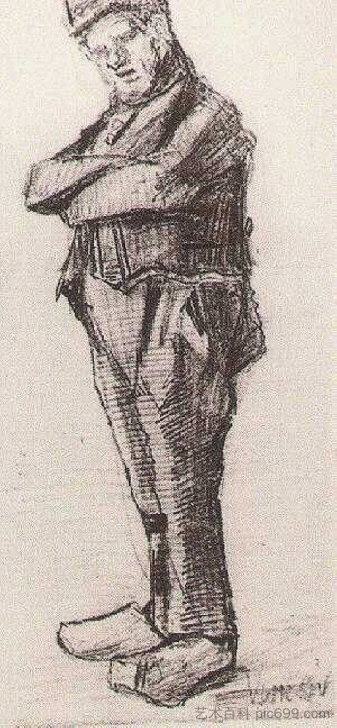 男人，双臂交叉站着 Man, Standing with Arms Folded (1882; Haag / Den Haag / La Haye / The Hague,Netherlands  )，文森特·梵高