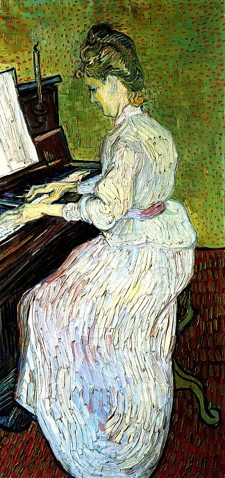 玛格丽特·加歇在钢琴上 Marguerite Gachet at the Piano (1890; Auvers-sur-oise,France                     )，文森特·梵高