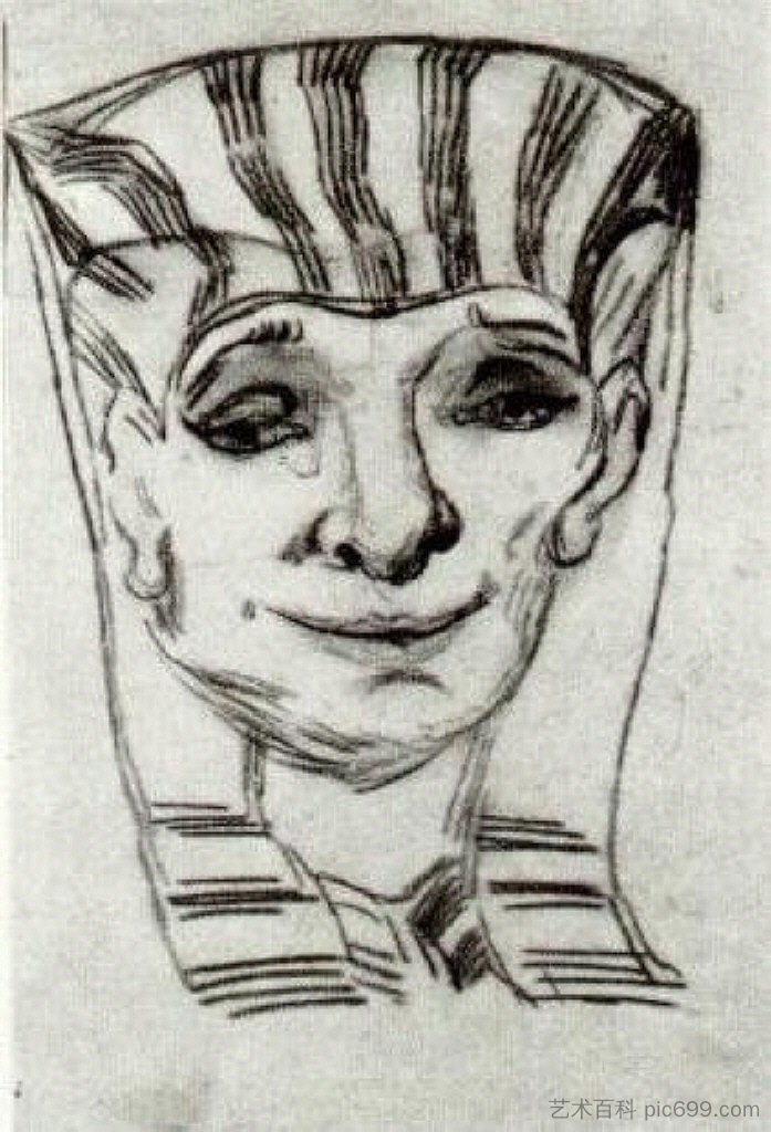 埃及木乃伊的面具 Mask of an Egyptian Mummy (1889; Saint-rémy-de-provence,France  )，文森特·梵高