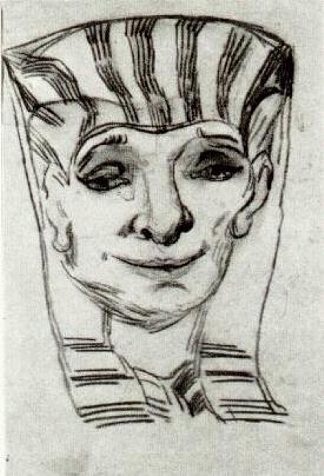 埃及木乃伊的面具 Mask of an Egyptian Mummy (1889; Saint-rémy-de-provence,France                     )，文森特·梵高