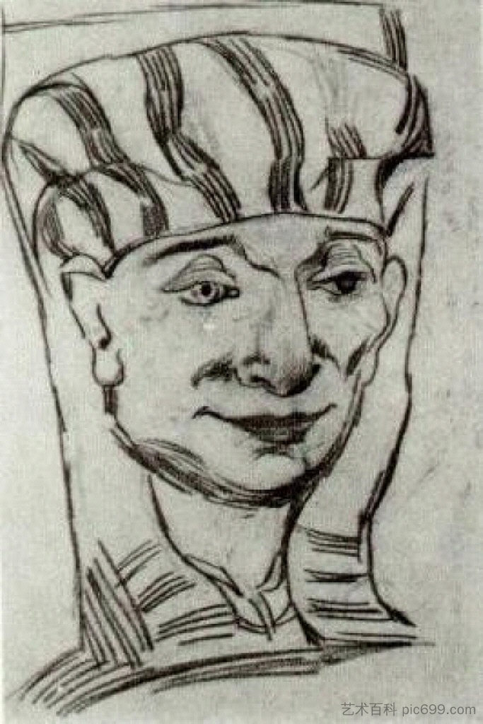 埃及木乃伊的面具2 Mask of an Egyptian Mummy 2 (1889; Saint-rémy-de-provence,France ),文森特·梵高
