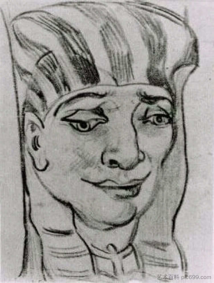 埃及木乃伊的面具 4 Mask of an Egyptian Mummy 4 (1889; Saint-rémy-de-provence,France ),文森特·梵高