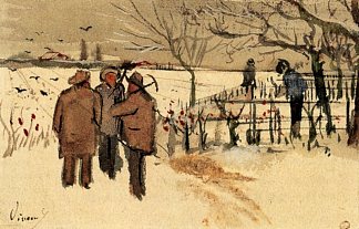 雪冬里的矿工 Miners in the Snow Winter (1882; Haag / Den Haag / La Haye / The Hague,Netherlands                     )，文森特·梵高