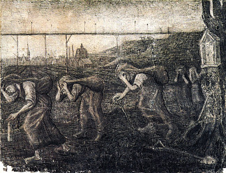 扛着麻袋的矿工妇女(担子的承担者) Miners Women Carrying Sacks (The Bearers of the Burden) (1881; Brussels,Belgium                     )，文森特·梵高