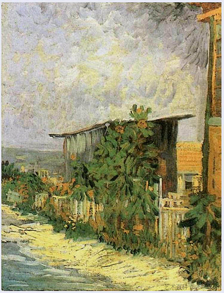 蒙马特小径与向日葵 Montmartre Path with Sunflowers (1887; Paris,France  )，文森特·梵高