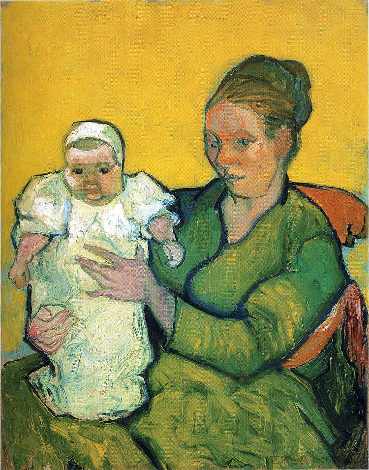 柔林妈妈和她的宝宝 Mother Roulin with Her Baby (1888; Arles,Bouches-du-Rhône,France  )，文森特·梵高