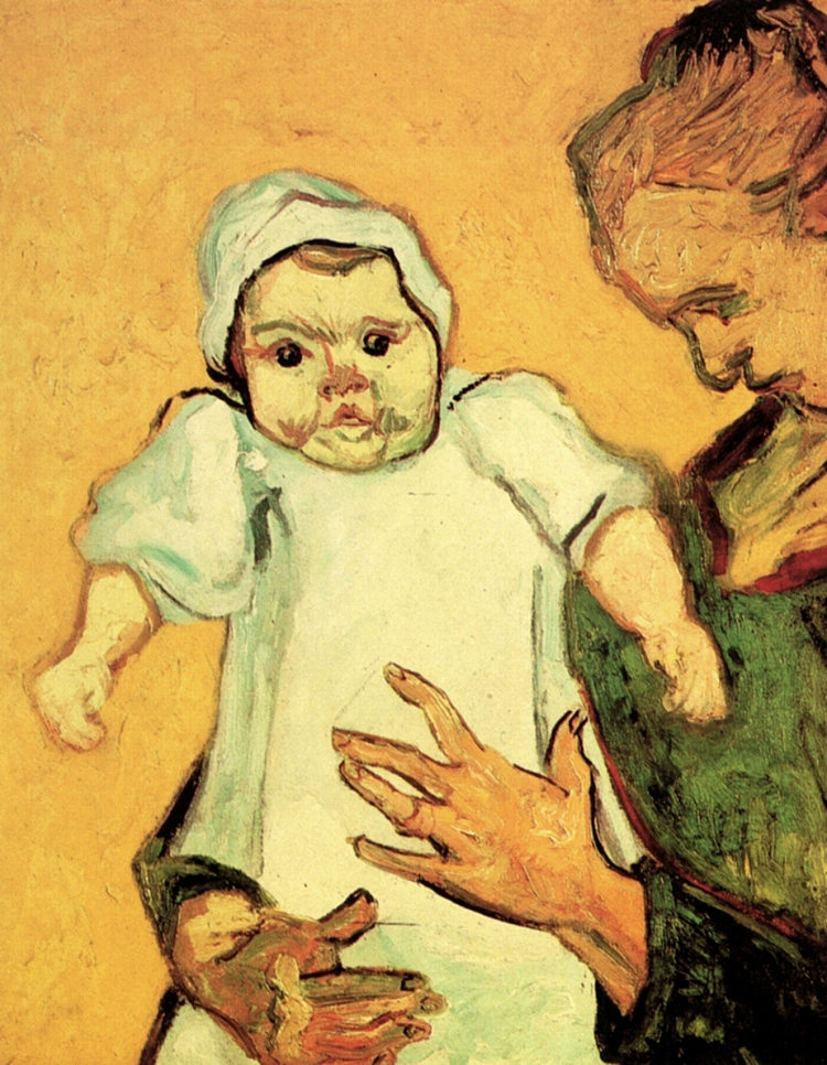 柔林妈妈和她的宝宝 Mother Roulin with Her Baby (1888; Arles,Bouches-du-Rhône,France  )，文森特·梵高