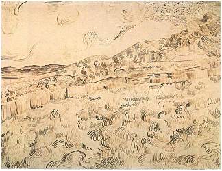 隔墙看到的山地景观 Mountain Landscape Seen across the Walls (1889; Saint-rémy-de-provence,France                     )，文森特·梵高
