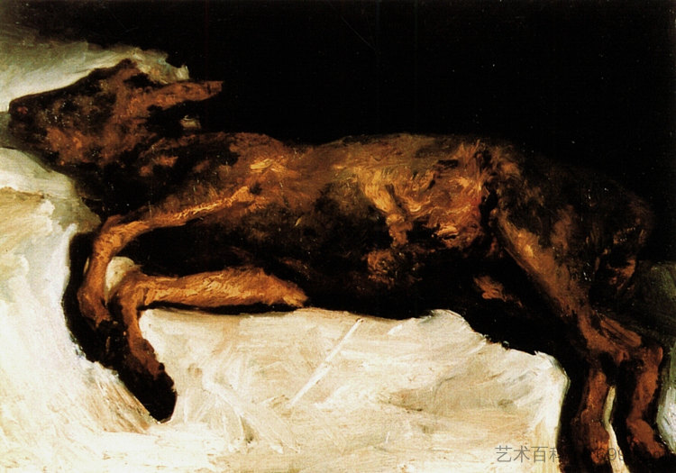 躺在稻草上的新生小牛 New-Born Calf Lying on Straw (c.1884; Nunen / Nuenen,Netherlands  )，文森特·梵高