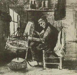 老人捻纱 Old Man Reeling Yarn (1884; Nunen / Nuenen,Netherlands                     )，文森特·梵高