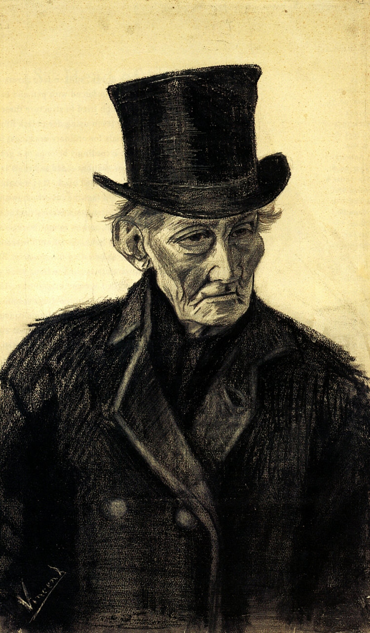 戴大礼帽的老人 Old Man with a Top Hat (1882; Haag / Den Haag / La Haye / The Hague,Netherlands  )，文森特·梵高