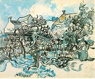 老葡萄园与农妇 Old Vineyard with Peasant Woman (1890; Auvers-sur-oise,France                     )，文森特·梵高