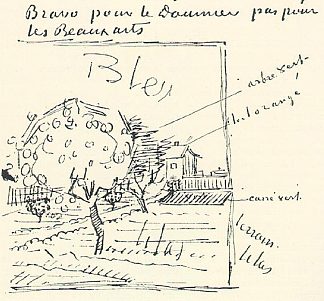 果园和房子与橙色屋顶 Orchard and House with Orange Roof (1888; Arles,Bouches-du-Rhône,France                     )，文森特·梵高