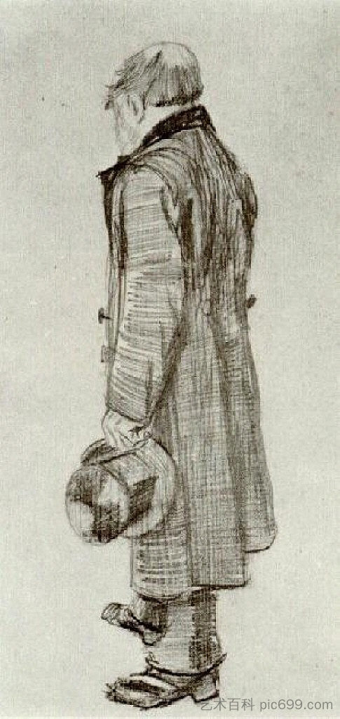 手里拿着礼帽的孤儿 Orphan Man Holding Top Hat in his Hand (1882; Haag / Den Haag / La Haye / The Hague,Netherlands  )，文森特·梵高