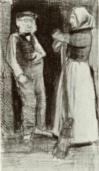 孤儿男人和女人谈话 Orphan Man Talking with Woman Sien (1883; Haag / Den Haag / La Haye / The Hague,Netherlands                     )，文森特·梵高