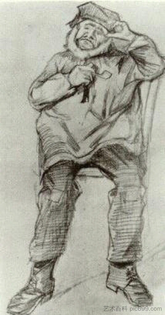孤儿,穿着衬衫,和烟斗坐在一起 Orphan Man, Wearing a Blouse, Sitting with Pipe (1882; Haag / Den Haag / La Haye / The Hague,Netherlands ),文森特·梵高