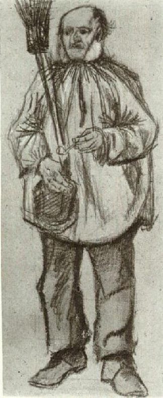 孤儿，穿着衬衫，拿着扫帚和烟斗 Orphan Man, Wearing a Blouse, with Broom and Pipe (1882; Haag / Den Haag / La Haye / The Hague,Netherlands                     )，文森特·梵高