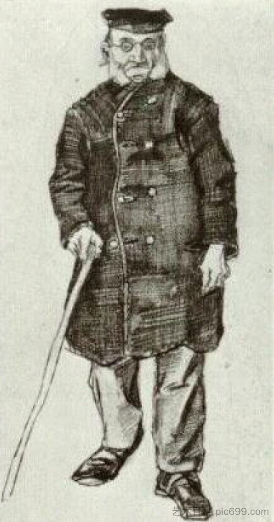 戴着警帽和棍子的孤儿 Orphan Man with Cap and Stick (1882; Haag / Den Haag / La Haye / The Hague,Netherlands  )，文森特·梵高