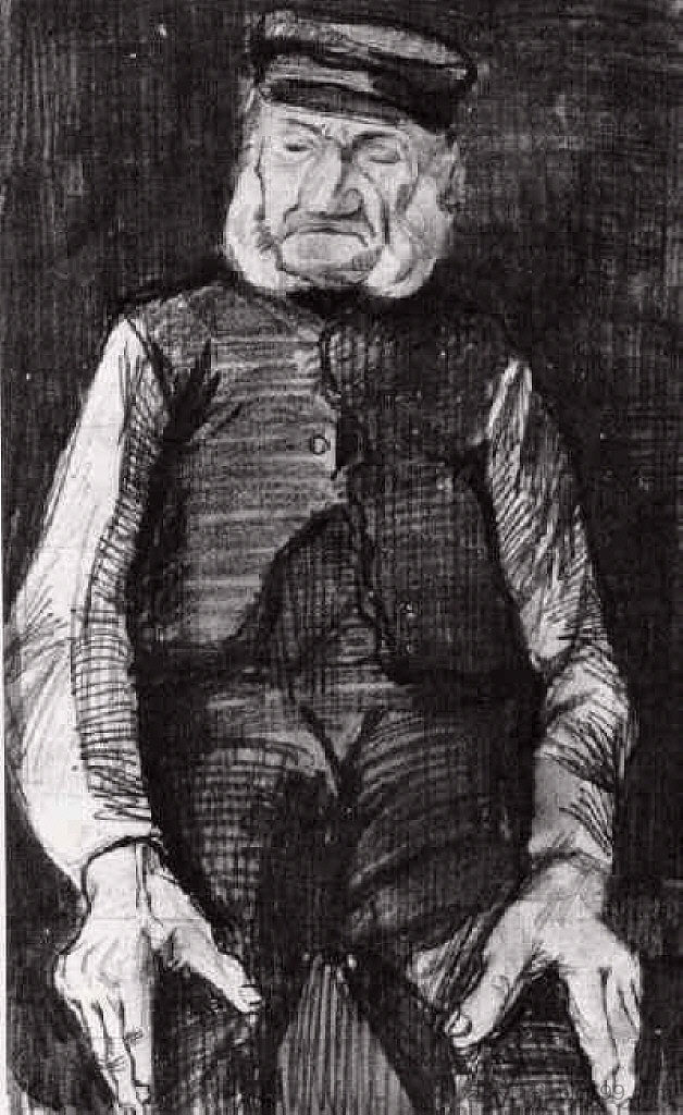 戴着半长帽子的孤儿 Orphan Man with Cap, Half-Length (1883; Haag / Den Haag / La Haye / The Hague,Netherlands ),文森特·梵高