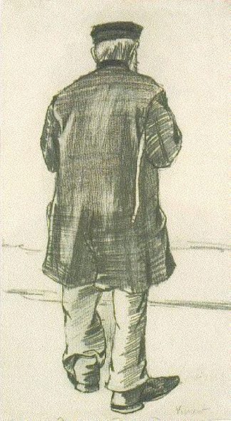 戴着警帽的孤儿，从后面看 Orphan Man with Cap, Seen from the Back (1882; Haag / Den Haag / La Haye / The Hague,Netherlands                     )，文森特·梵高