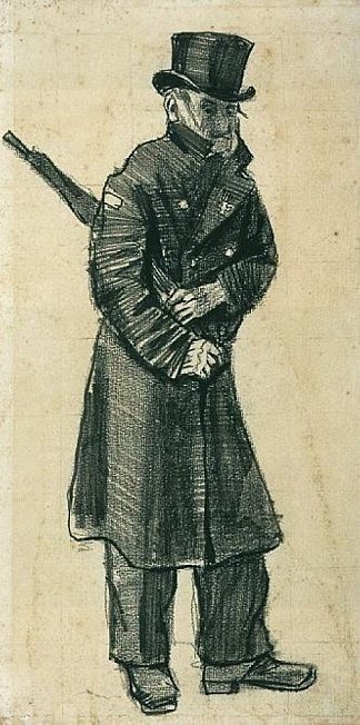 带着礼帽和伞的孤儿 Orphan Man with Top Hat and Umbrella Under his Arm (1882; Haag / Den Haag / La Haye / The Hague,Netherlands                     )，文森特·梵高