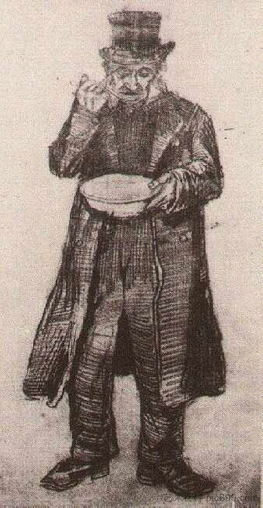 戴大礼帽的孤儿，用盘子吃东西 Orphan Man with Top Hat, Eating from a Plate (1882; Haag / Den Haag / La Haye / The Hague,Netherlands  )，文森特·梵高