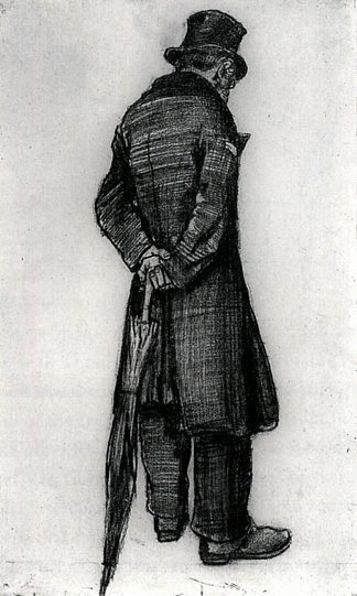 拿着雨伞的孤儿，从背后看 Orphan Man with Umbrella, Seen from the Back (1882; Haag / Den Haag / La Haye / The Hague,Netherlands                     )，文森特·梵高