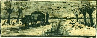 雪中的牛车 Oxcart in the Snow (1884; Nunen / Nuenen,Netherlands                     )，文森特·梵高