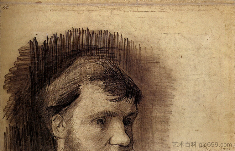 安东·范·拉帕德肖像的一部分 Part of a Portrait of Anthon van Rappard (1884; Nunen / Nuenen,Netherlands ),文森特·梵高