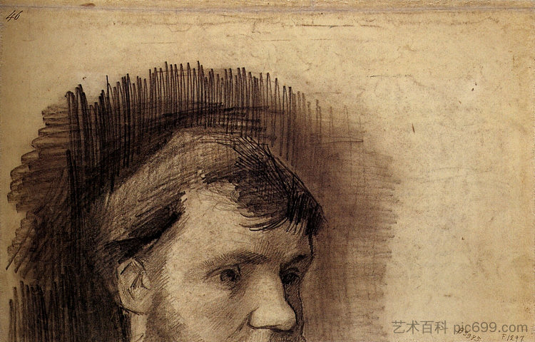 安东·范·拉帕德肖像的一部分 Part of a Portrait of Anthon van Rappard (1884; Nunen / Nuenen,Netherlands  )，文森特·梵高