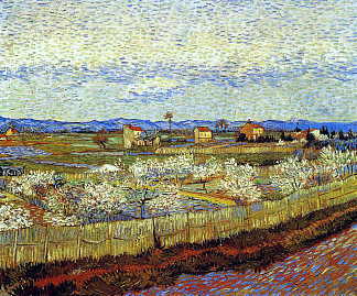 盛开的桃树 Peach Trees in Blossom (1889; France                     )，文森特·梵高
