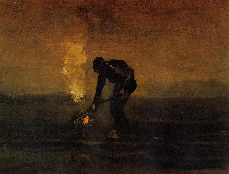 农民焚烧杂草 Peasant Burning Weeds (1883; Netherlands  )，文森特·梵高