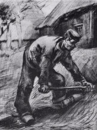 农民,切 Peasant, Chopping (1885; Nunen / Nuenen,Netherlands                     )，文森特·梵高