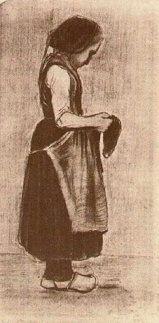 农家女孩站着 Peasant Girl Standing (1881; Netherlands                     )，文森特·梵高